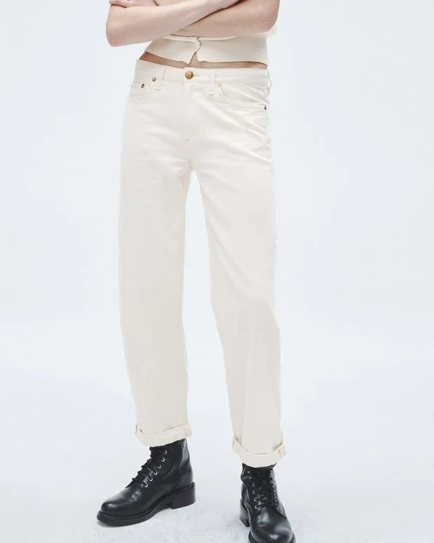 Women Jeans Rag and Bone Featherweight Baggy Dre Jean Featherweight Denim Ecru