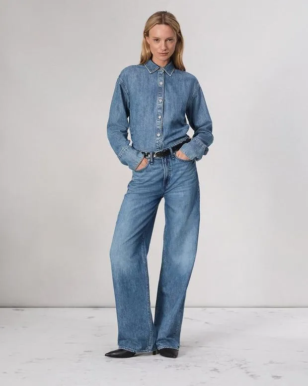Women Jeans Rag and Bone Featherweight Logan WideLeg Jean Featherweight Denim River