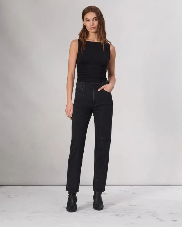 Women Jeans Rag and Bone Harlow Straight Jean Vintage Stretch Denim Sirin With Jewels