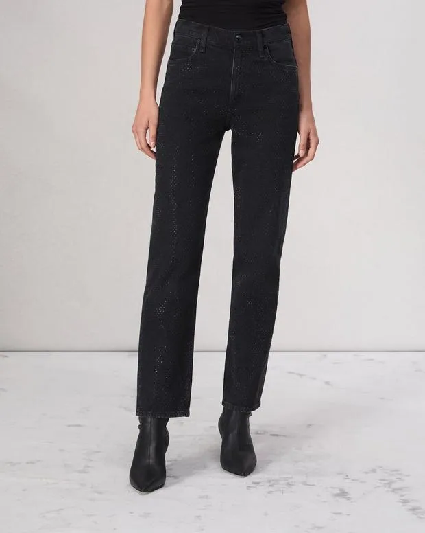 Women Jeans Rag and Bone Harlow Straight Jean Vintage Stretch Denim Sirin With Jewels