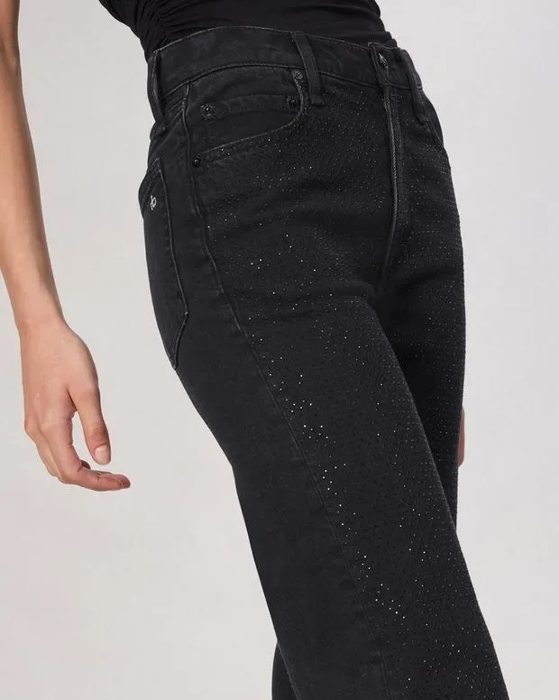 Women Jeans Rag and Bone Harlow Straight Jean Vintage Stretch Denim Sirin With Jewels