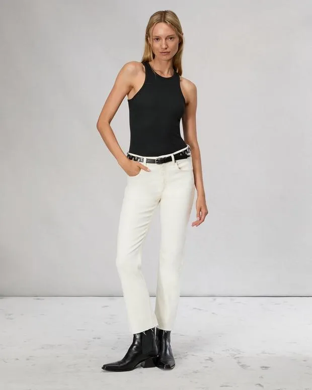 Women Jeans Rag and Bone Peyton Ankle Bootcut Jean High Stretch Denim Ecru