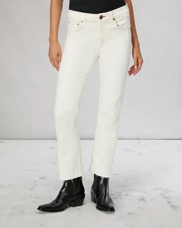 Women Jeans Rag and Bone Peyton Ankle Bootcut Jean High Stretch Denim Ecru