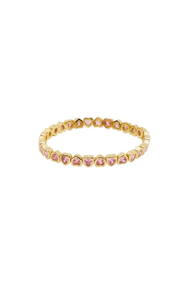 Women Jewelry LoveShackFancy Erin Wachs Small Heart Stretch Bracelet Pink