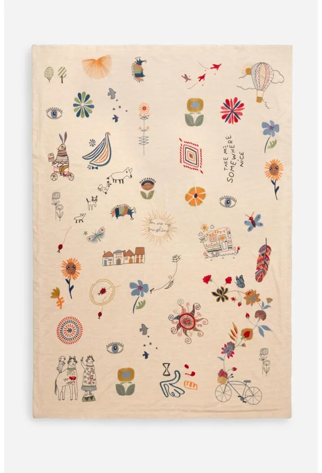Women Johnny Was Blankets Greta Throw Blanket Oat