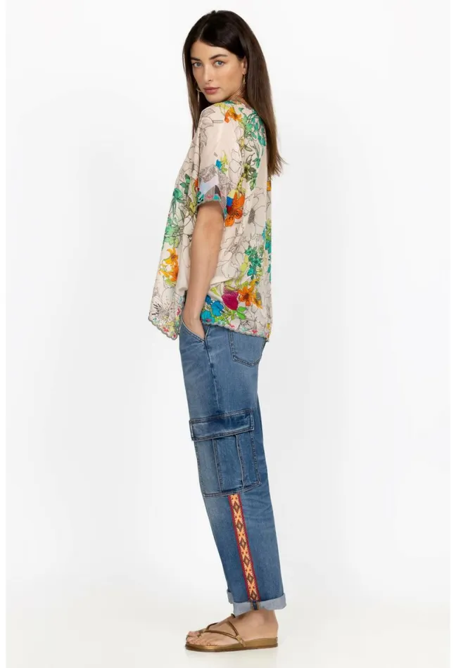 Women Johnny Was Bottoms Eliza Cargo Jean Medium Wash