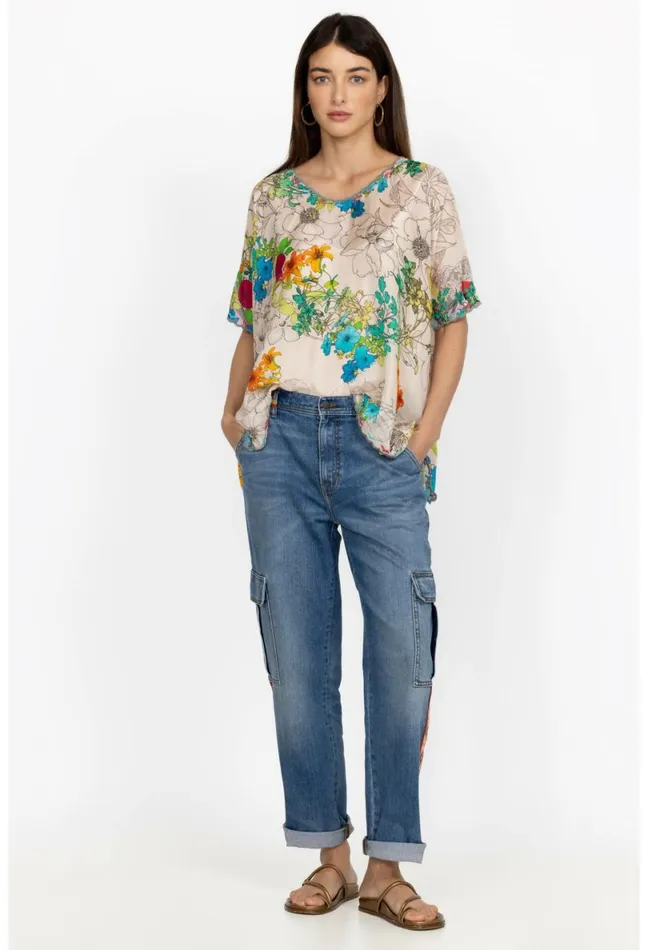 Women Johnny Was Bottoms Eliza Cargo Jean Medium Wash