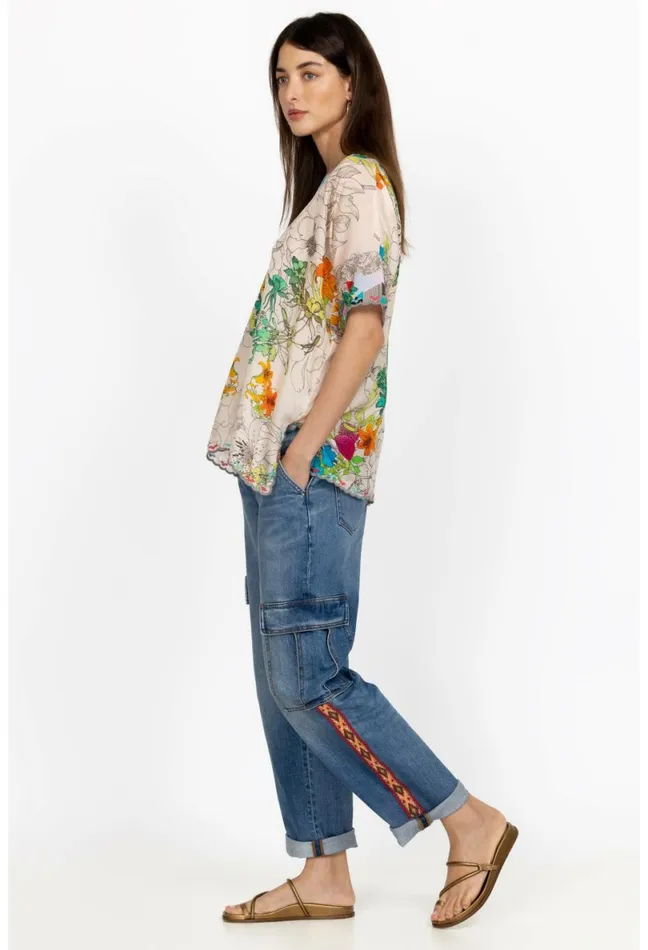 Women Johnny Was Bottoms Eliza Cargo Jean Medium Wash