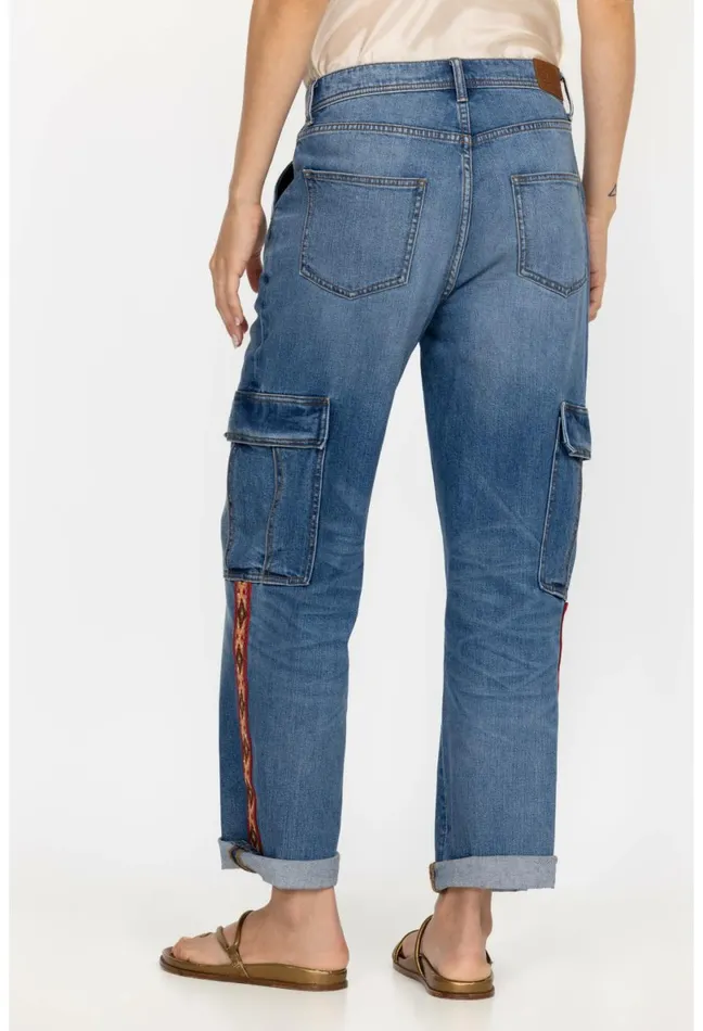 Women Johnny Was Bottoms Eliza Cargo Jean Medium Wash
