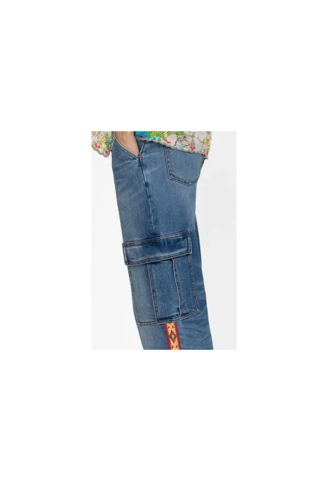 Women Johnny Was Bottoms Eliza Cargo Jean Medium Wash