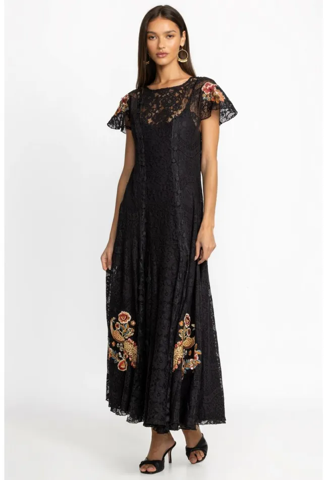 Women Johnny Was Dresses Cloe Lace Dress Black