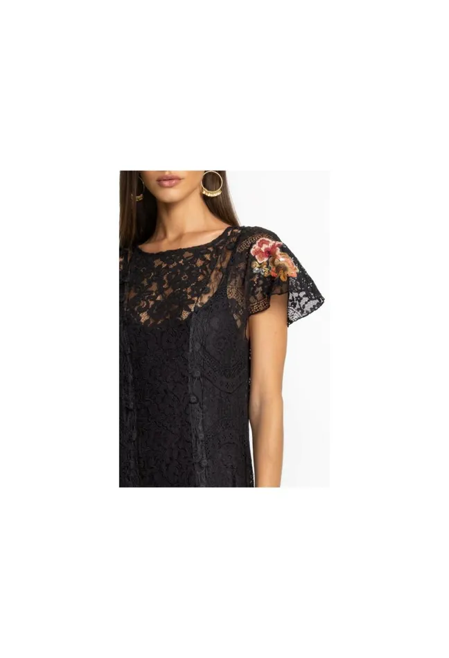 Women Johnny Was Dresses Cloe Lace Dress Black
