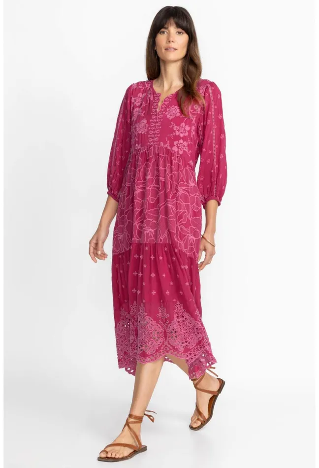 Women Johnny Was Dresses Gracie Hopscotch Dress Rumba Red
