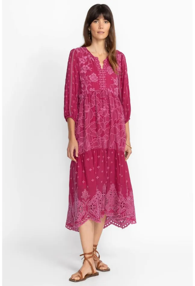 Women Johnny Was Dresses Gracie Hopscotch Dress Rumba Red