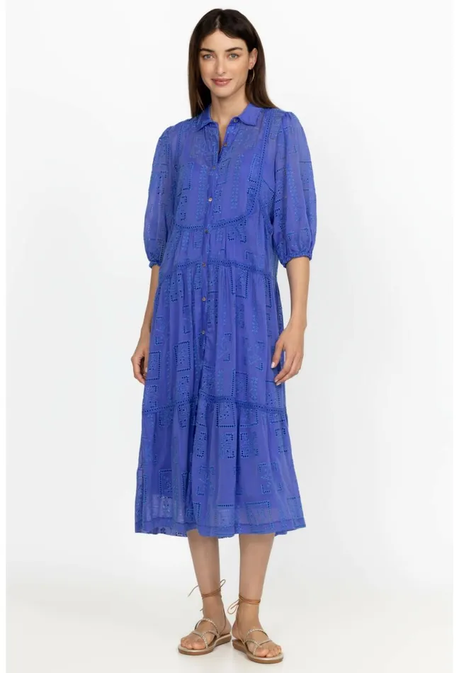 Women Johnny Was Dresses Sadie Midi Dress Dazzling Blue