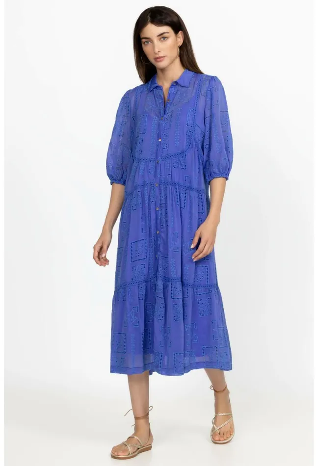 Women Johnny Was Dresses Sadie Midi Dress Dazzling Blue