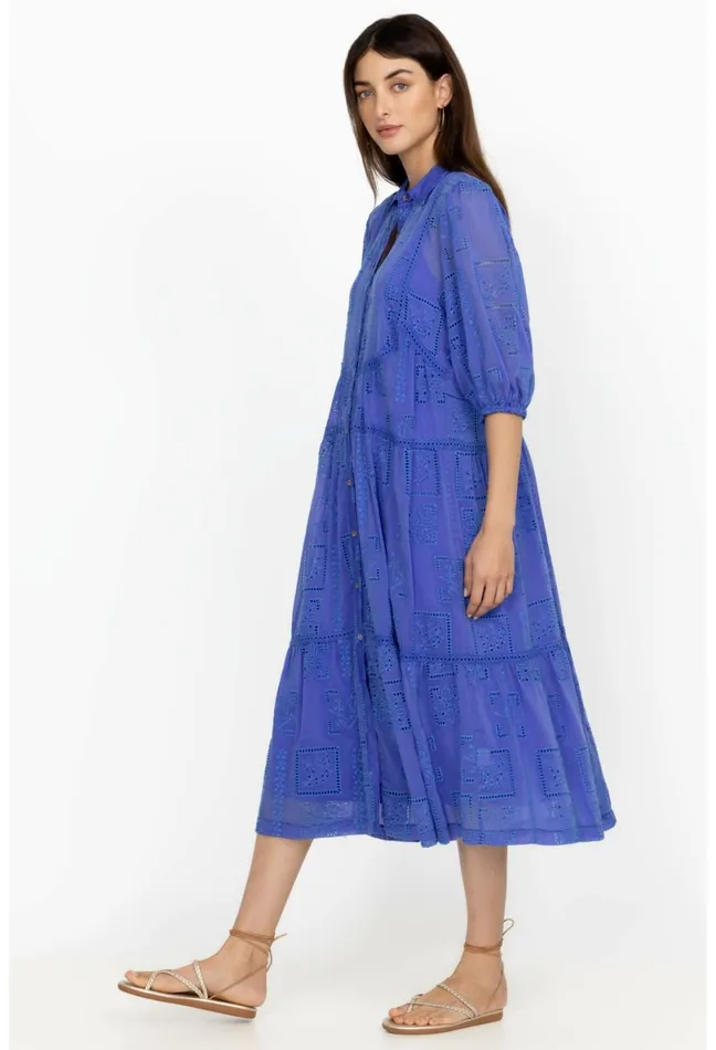 Women Johnny Was Dresses Sadie Midi Dress Dazzling Blue