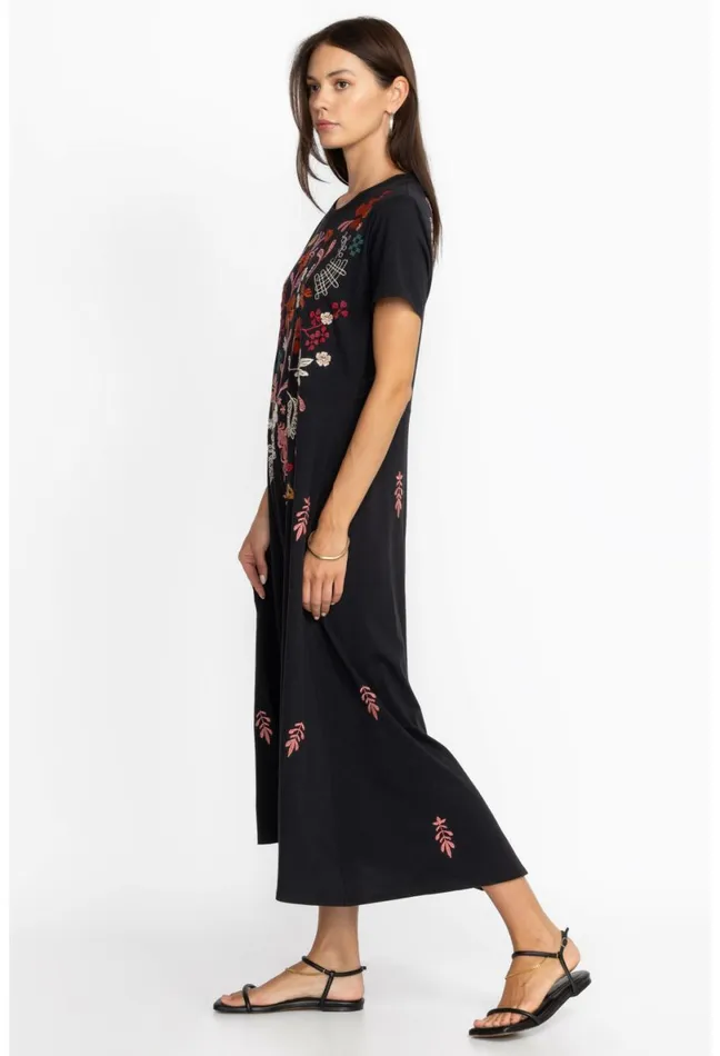 Women Johnny Was Dresses Zuzu Knit TShirt Dress Black