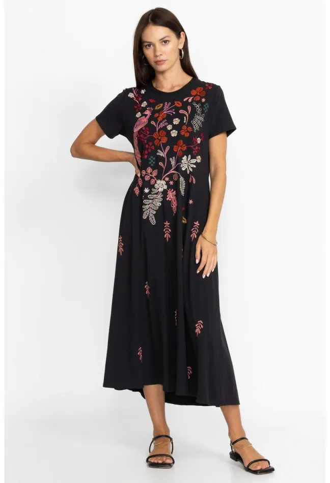 Women Johnny Was Dresses Zuzu Knit TShirt Dress Black