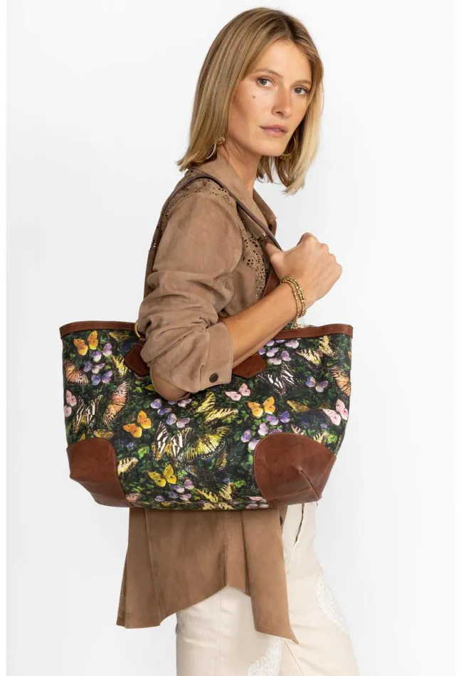 Women Johnny Was Handbags Midnight Mariposa Italian Leather Tote Midnight Mariposa
