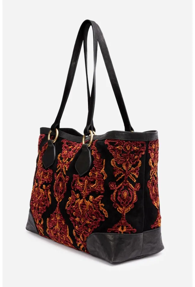 Women Johnny Was Handbags Regina Jaquard Tote Bag Black