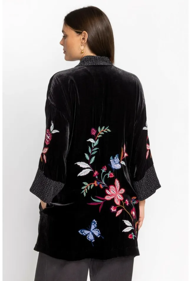 Women Johnny Was Kimonos Sandra Wide Cuff Velvet Kimono Black