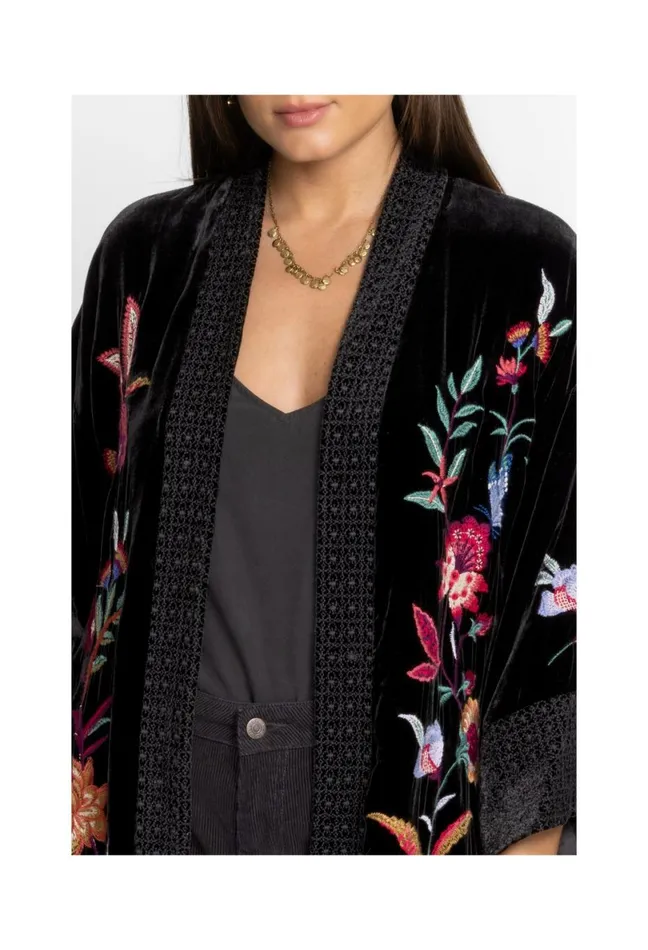 Women Johnny Was Kimonos Sandra Wide Cuff Velvet Kimono Black