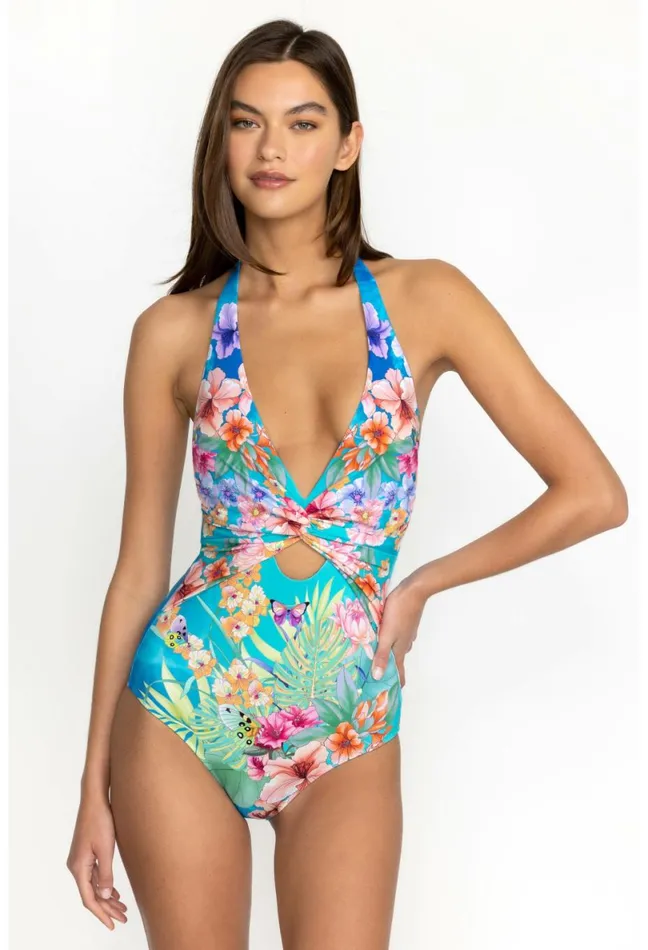 Women Johnny Was OnePieces Water Tropic Tie Dye Twist Keyhole One Piece Water Tropic