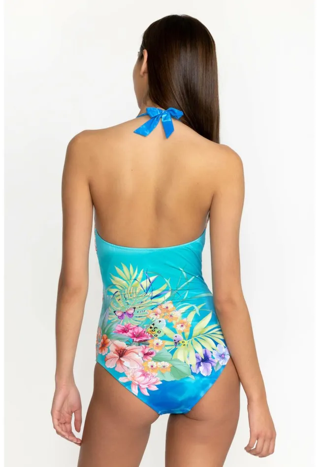 Women Johnny Was OnePieces Water Tropic Tie Dye Twist Keyhole One Piece Water Tropic