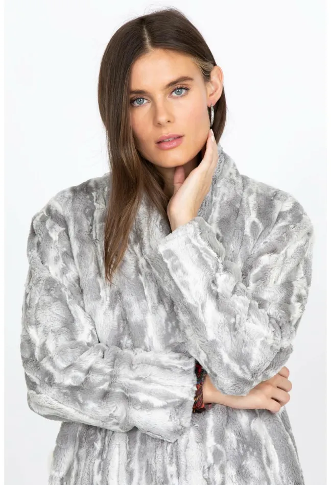 Women Johnny Was Outerwear Cloud Faux Fur Jacket Cloud