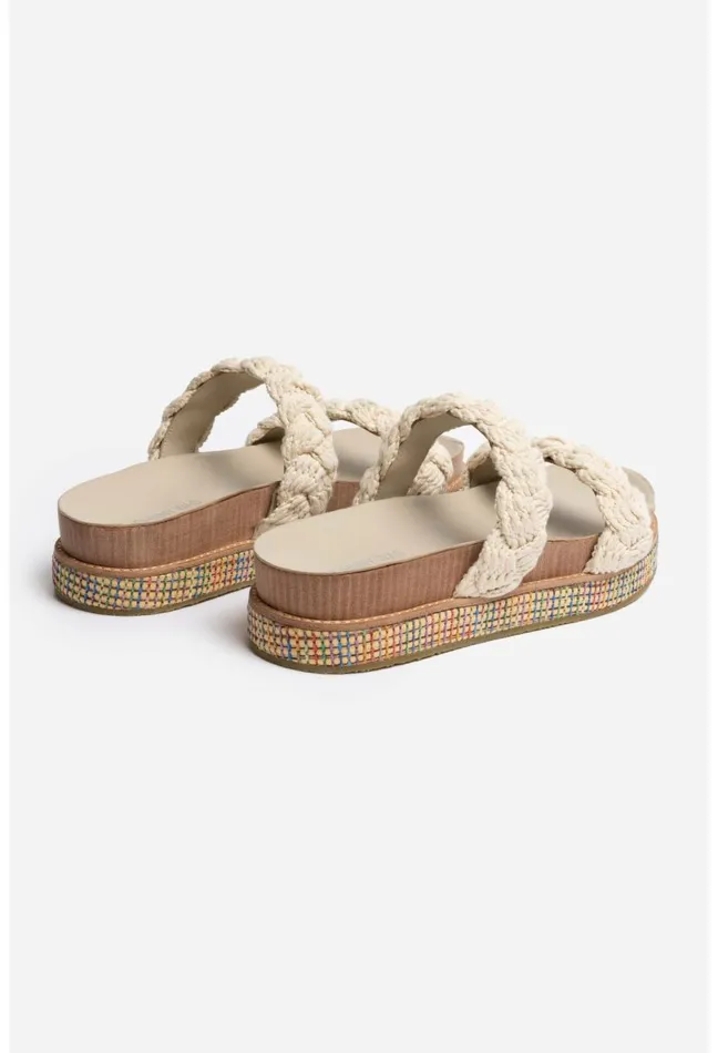 Women Johnny Was Shoes Braided Rope Sandal 8211 Cream Multi