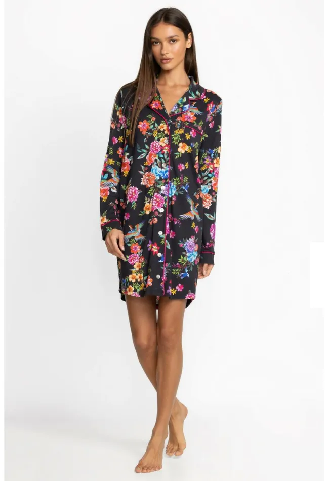 Women Johnny Was Sleepwear The Neena Long Sleeve Shirt Dreamer Noir