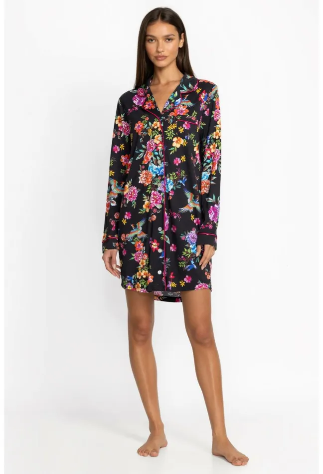 Women Johnny Was Sleepwear The Neena Long Sleeve Shirt Dreamer Noir