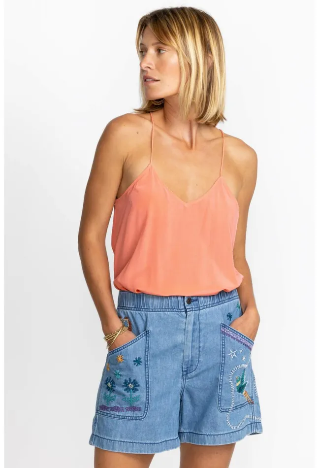 Women Johnny Was Slips and Camis Etta Cami Top Shell Pink