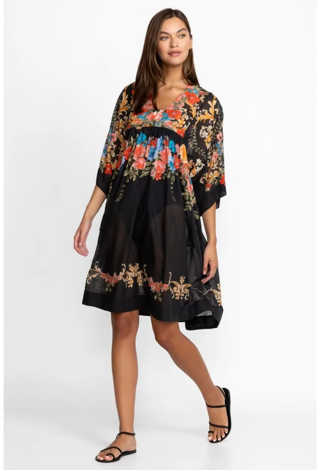 Women Johnny Was Swim and Resort Black Royal Easy Coverup Dress Multi