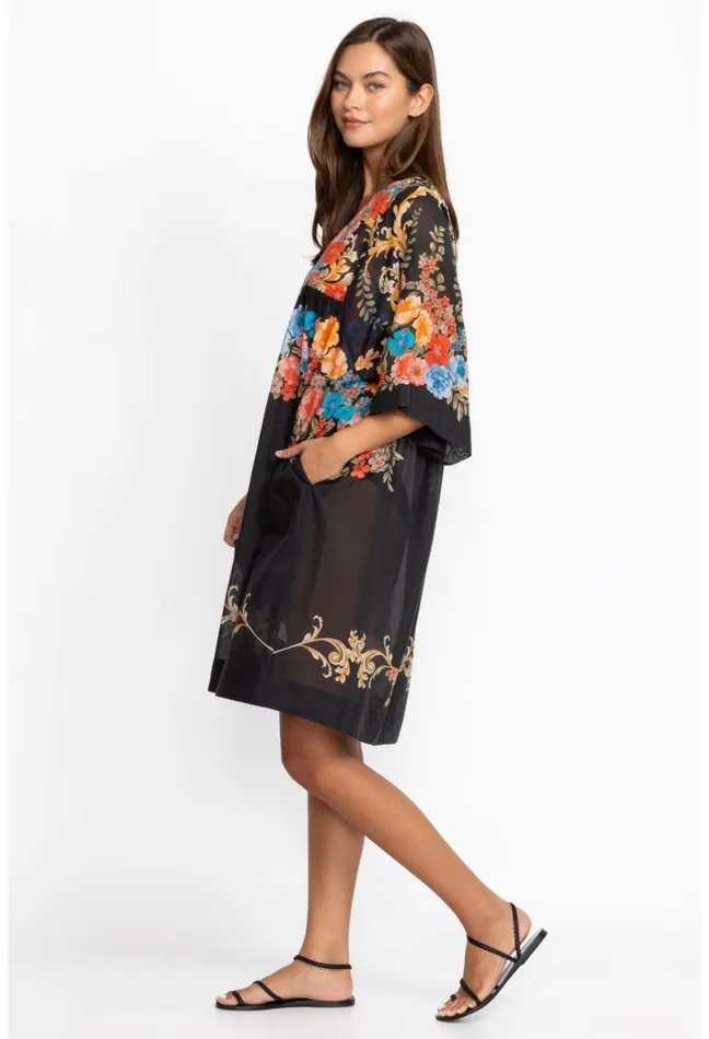Women Johnny Was Swim and Resort Black Royal Easy Coverup Dress Multi