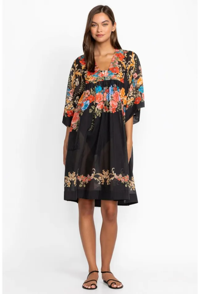 Women Johnny Was Swim and Resort Black Royal Easy Coverup Dress Multi
