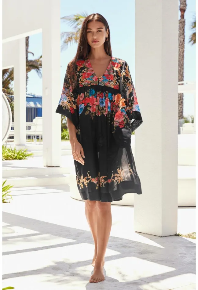 Women Johnny Was Swim and Resort Black Royal Easy Coverup Dress Multi