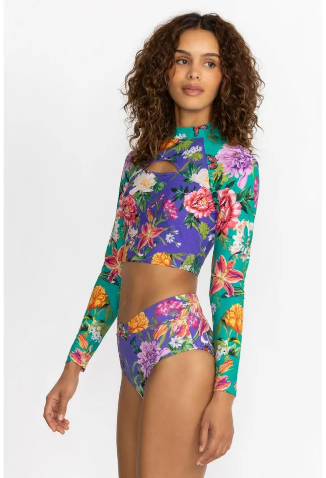 Women Johnny Was Swim and Resort Peacock Goza CrissCross Bikini Bottom Peacock Goza