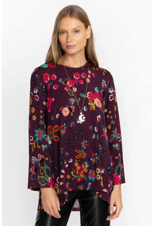 Women Johnny Was Tops Adrina High Neck Swing Tunic Adrina