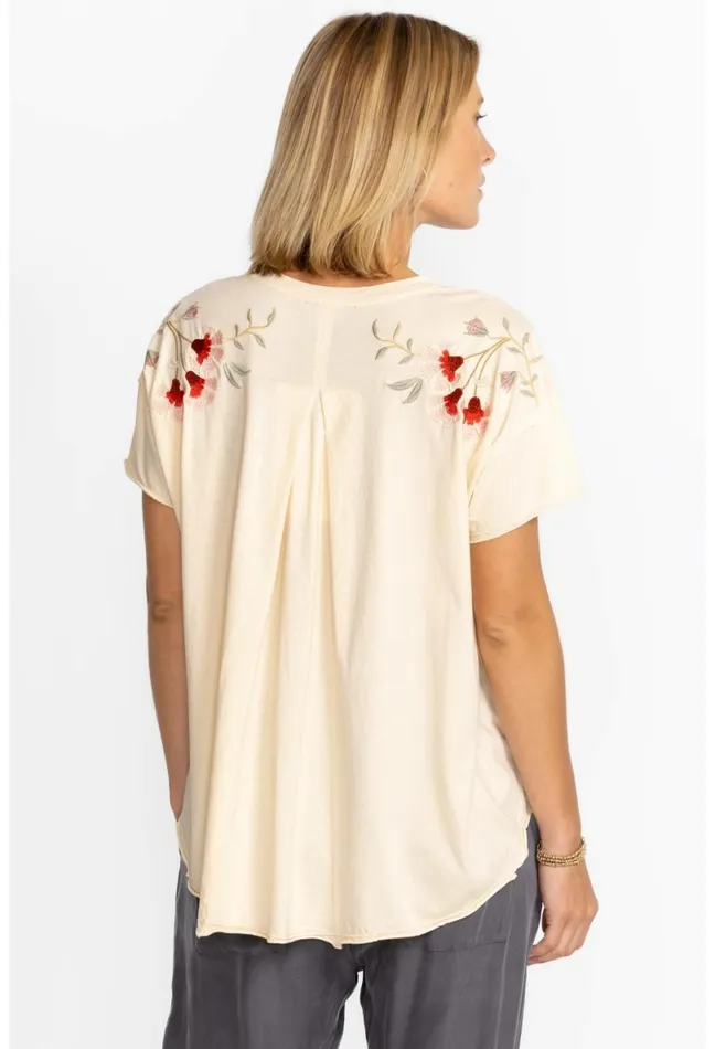Women Johnny Was Tops Clara Raw Detail Swing Tee Brie