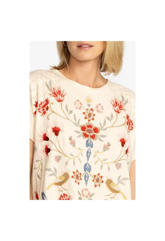 Women Johnny Was Tops Clara Raw Detail Swing Tee Brie