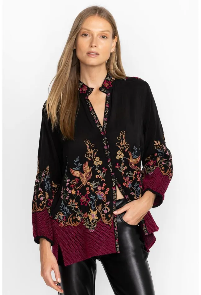Women Johnny Was Tops Eleana Blouse Black