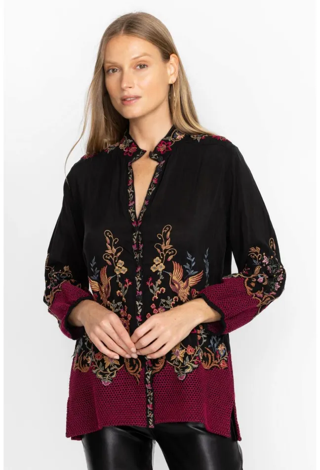Women Johnny Was Tops Eleana Blouse Black