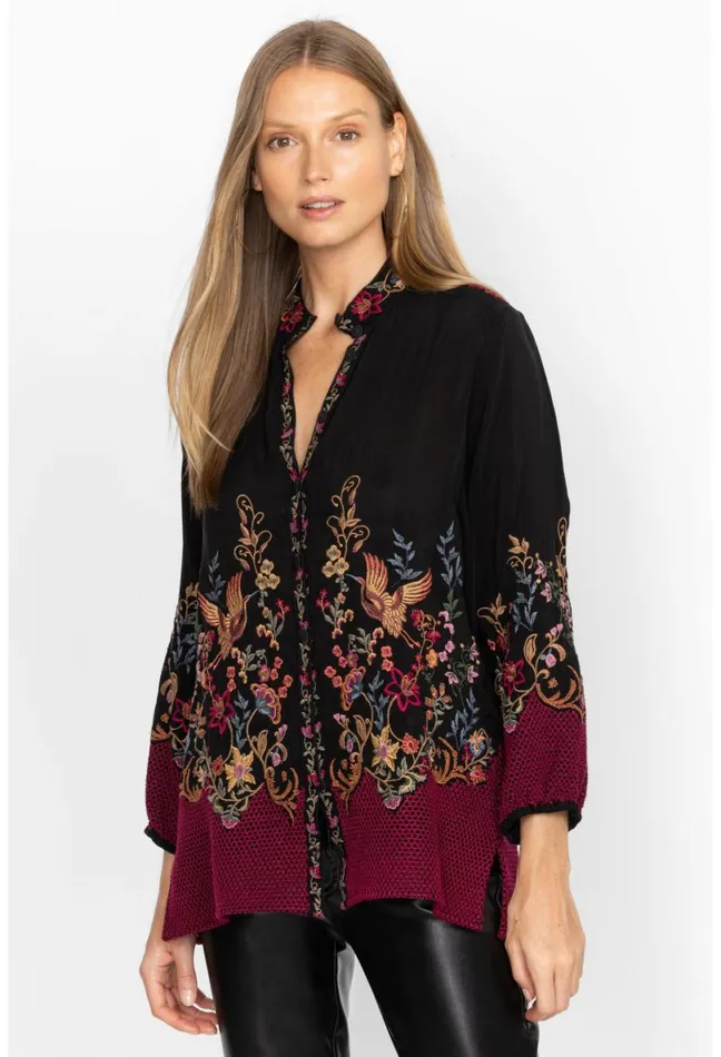 Women Johnny Was Tops Eleana Blouse Black