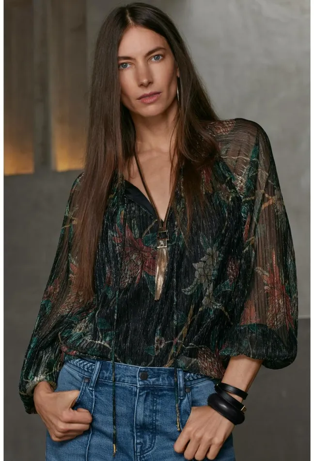 Women Johnny Was Tops Evelina Metallic Blouse Multi