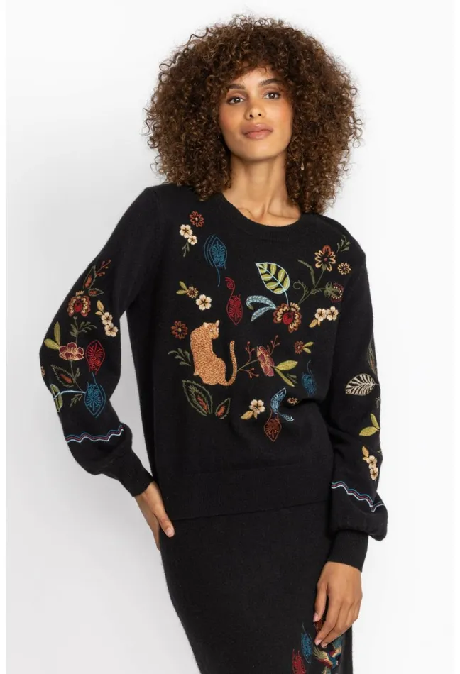 Women Johnny Was Tops Isabella Sweater Top Black