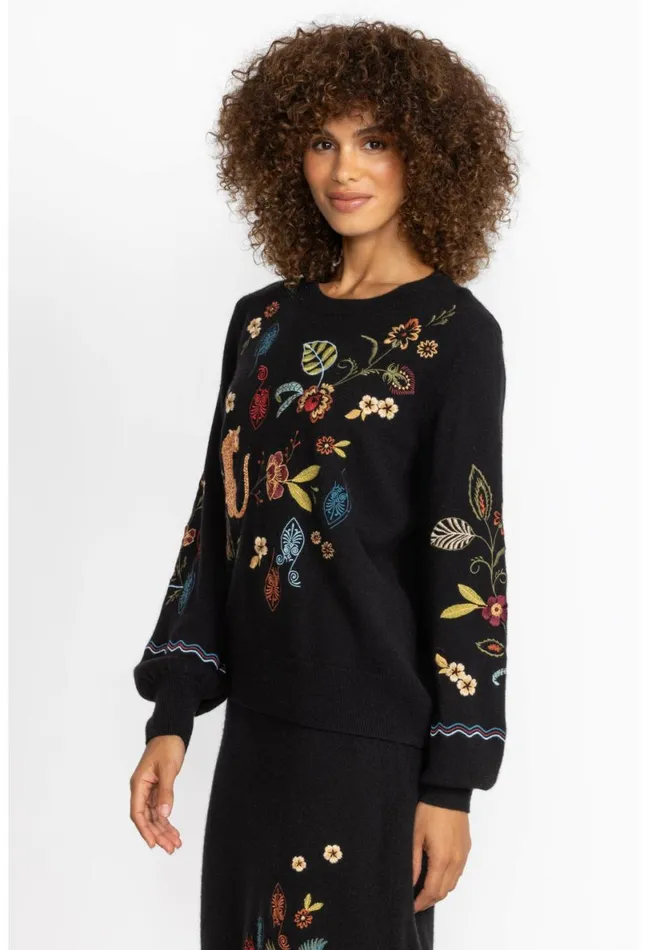 Women Johnny Was Tops Isabella Sweater Top Black