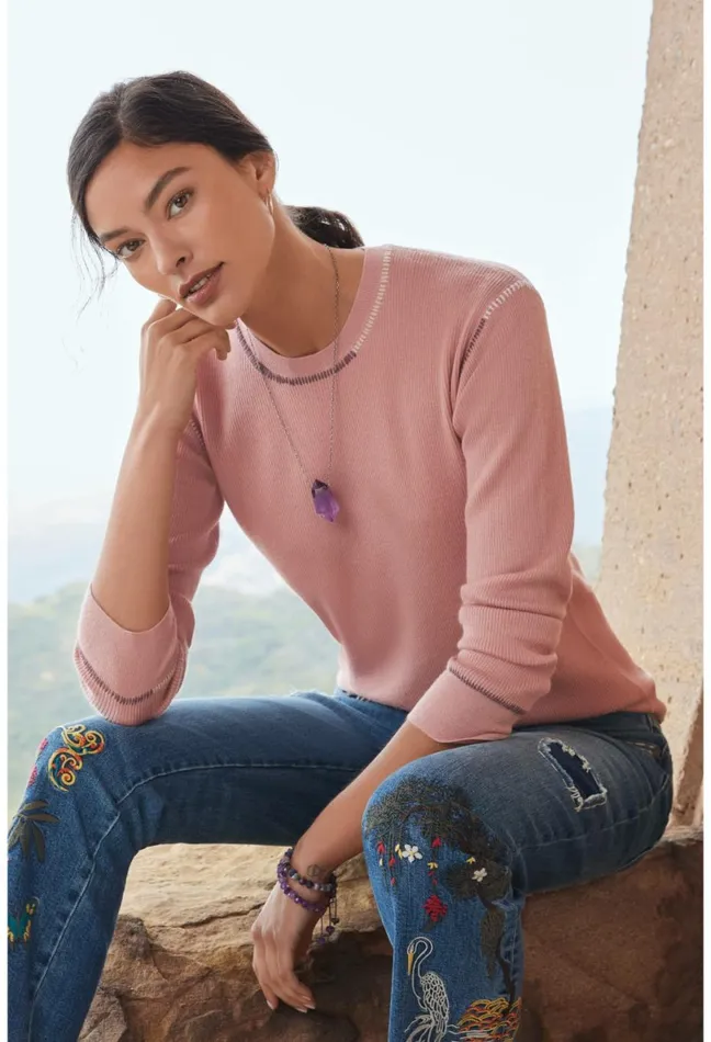 Women Johnny Was Tops Jj Pullover Light Rose