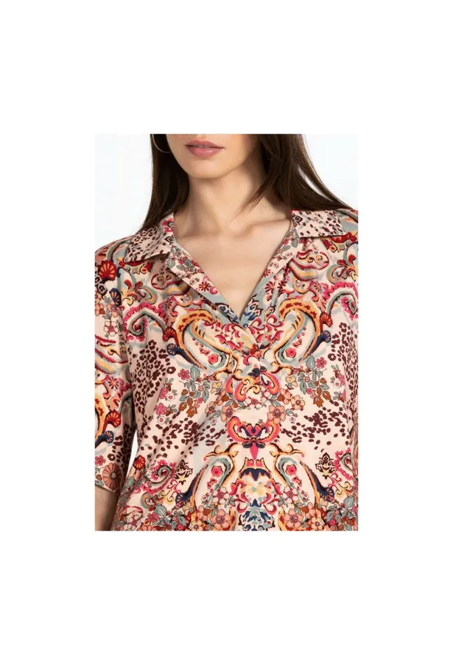 Women Johnny Was Tops Jungle Paisley Polo Swing Tee Jungle Paisley